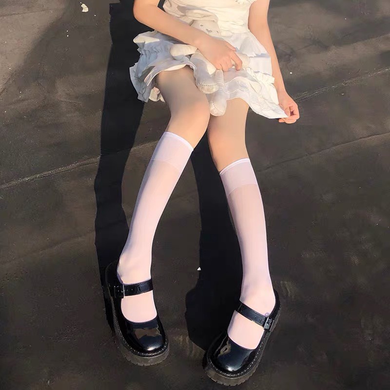 TL88 Tất vớ nữ LOLITA nơ voan bèo nơ cosplay 2 màu trắng đen