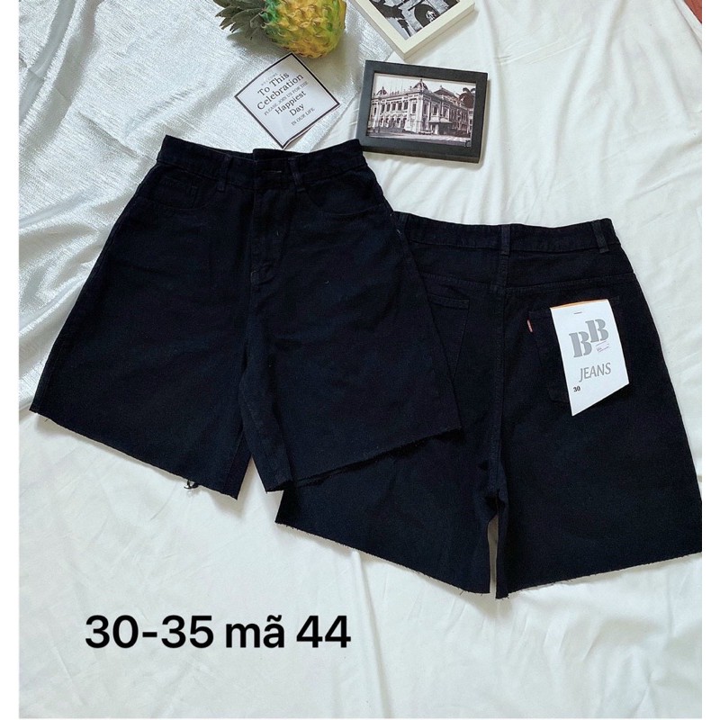 Quần ngố jean nữ màu đen lưng cao size đại hàng VNXK kiểu trơn bigsize MS44 2Kjean