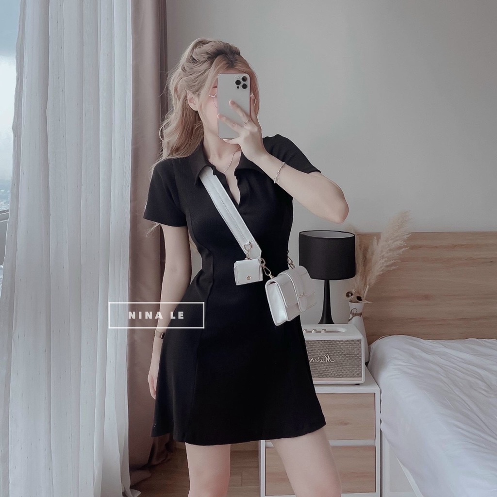 Váy đầm nữ dáng suông cổ sơ mi phong cách trẻ trung cá tính