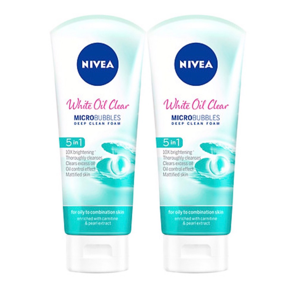 Bộ 2 Sữa rửa mặt NIVEA White Oil Clear giúp trắng da sạch nhờn