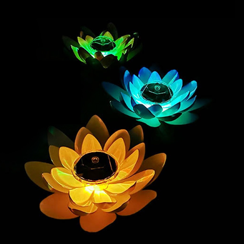 Đèn Led Nổi Hình Hoa Sen Bằng Năng Lượng Mặt Trời Trang Trí Hồ Bơi / Sân Vườn