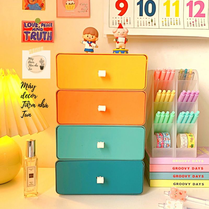 Tủ mini dạng hộp đựng lưu trữ có ngăn kéo để bàn nhiều màu đựng vật dụng nhỏ tiện lợi