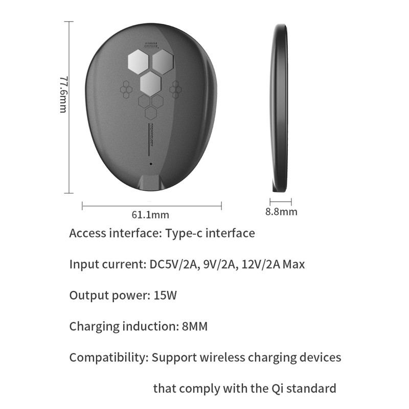 Đế Sạc Không Dây Nam Châm 15w Type C Cho Iphone 12 Samsung Huawei