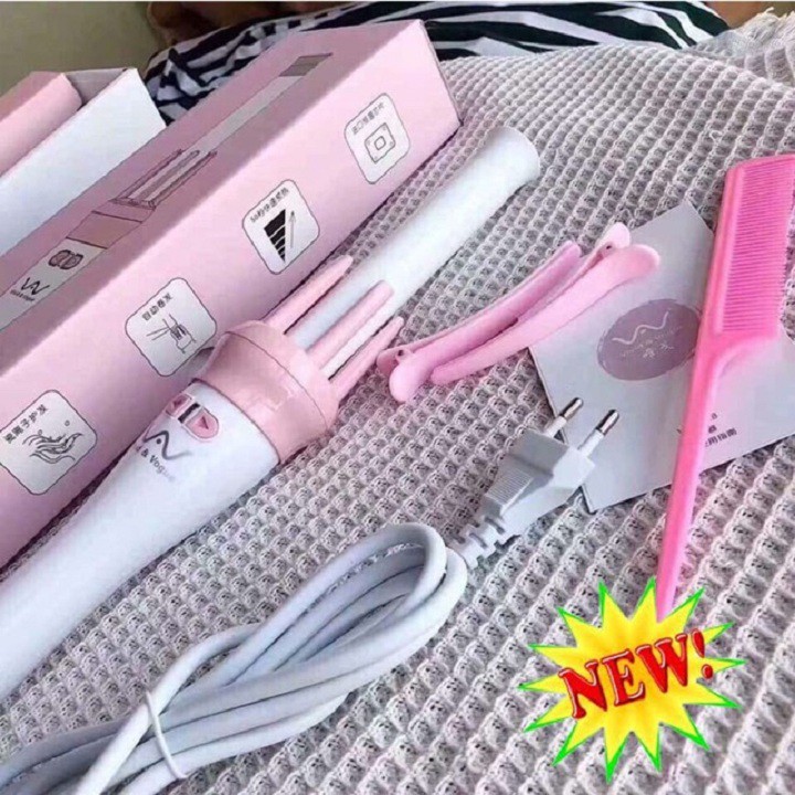 MÁY LÀM TÓC,MÁY UỐN XOĂN XOAY TỰ ĐỘNG 360 VIVID &amp; VOGUE HÀN QUỐC - TẶNG KÈM LƯỢC VÀ 2 KẸP TÓC
