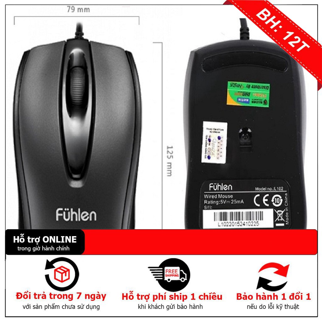 Chuột có dây Fuhlen L102 - Tem ninza chính hãng - Bảo hành 24 tháng