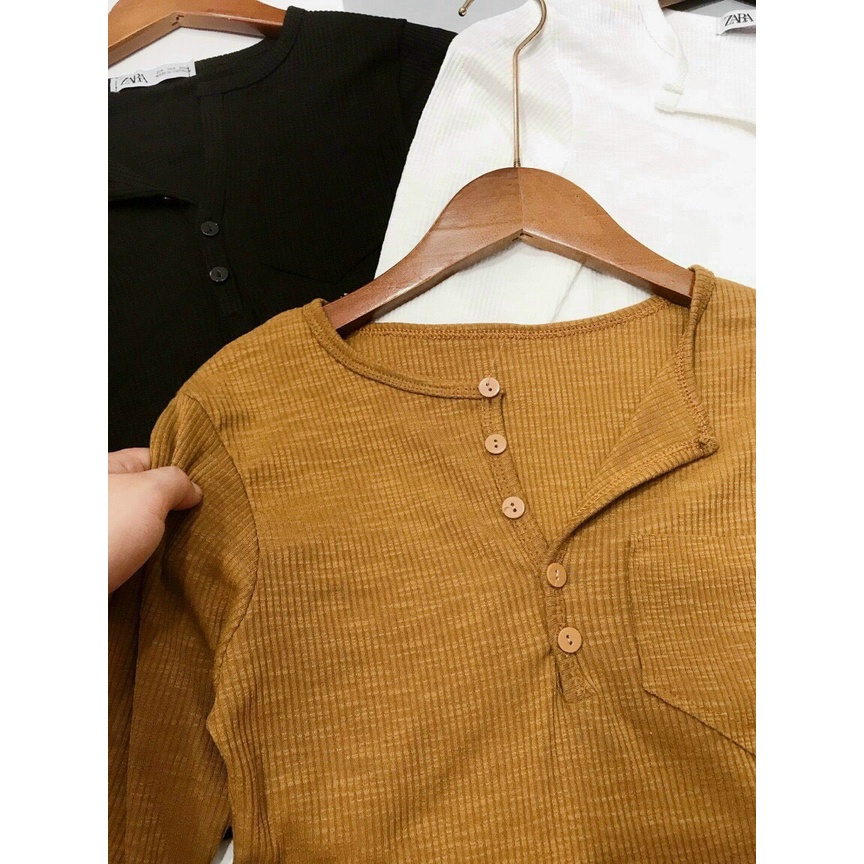 Áo len dài tay túi ngưc vạt bầu trẻ trung, cá tính | BigBuy360 - bigbuy360.vn