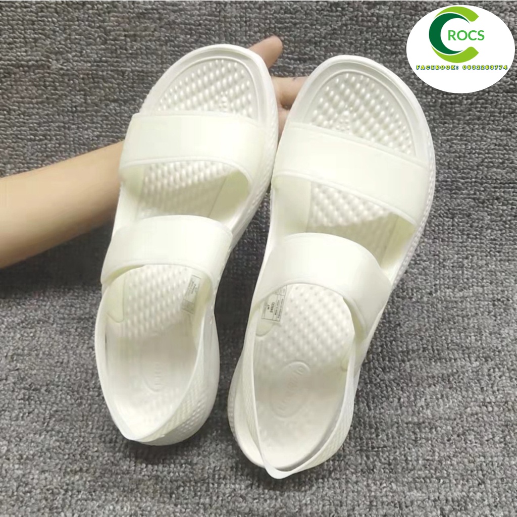 Giày sandal nhựa đi mưa chống hôi chân -Croslite-Literide 360 cho nữ màu trắng