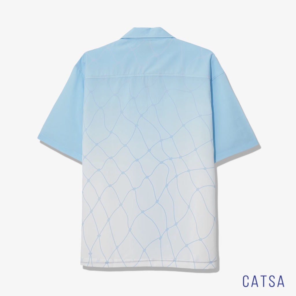 Áo sơ mi tay ngắn xanh da trời chất liệu vải Lụa mềm mại cao cấp, thoáng mát CATSA ASN181