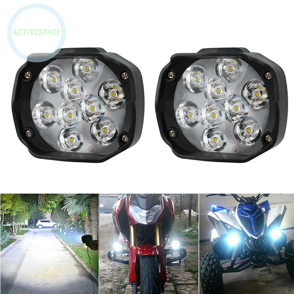 Set 2 Đèn Pha 9 Bóng Led 6500k Ánh Sáng Trắng Dành Cho Xe Mô Tô