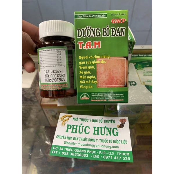 Dưỡng Bì Đan_T.A.M Hộp/45v_Giúp giảm tình trạng mẩn ngứa, nổi mề đay, vàng da do chức năng gan suy giảm