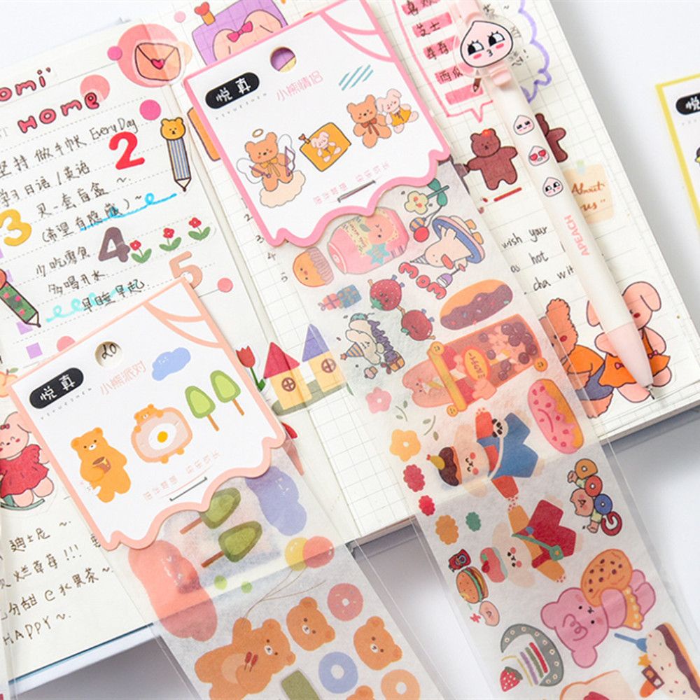Sticker Giấy Washi Dán Trang Trí Sổ Tay Nhật Ký Diy Họa Tiết Hoạt Hình Dễ Thương