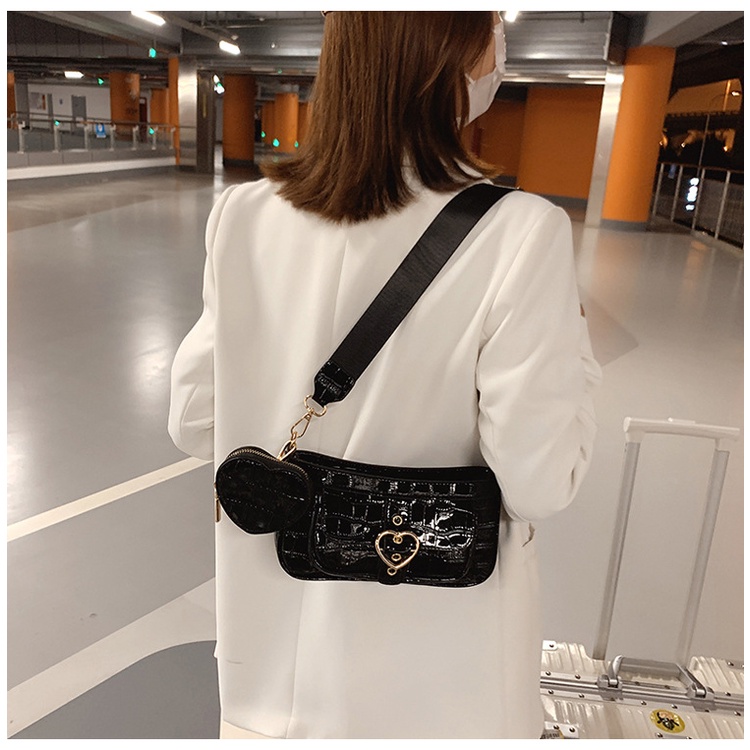 Túi Xách Đeo Vai / Kẹp Nách Họa Tiết Da Cá Sấu Thời Trang 2021 Dành Cho Nữ