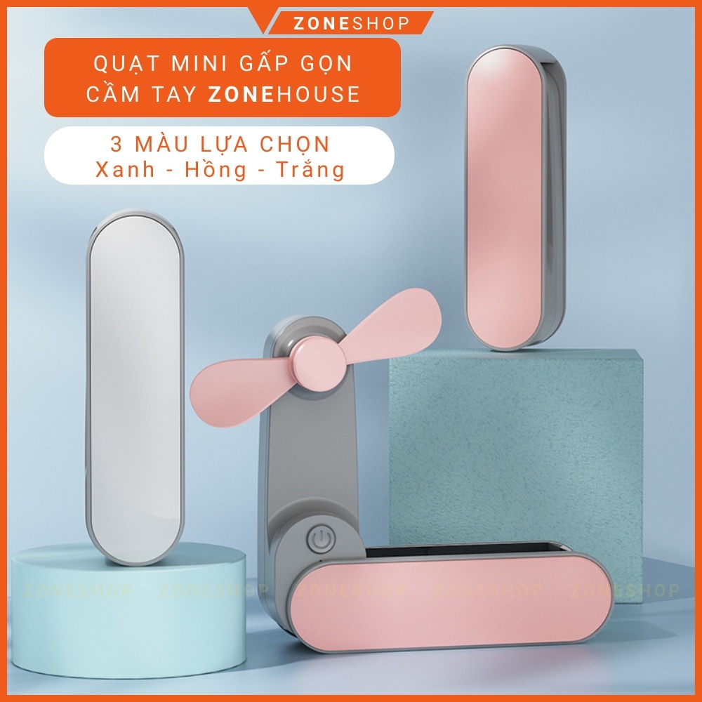 Quạt mini cầm tay gấp gọn sạc pin Xiaomi, 2 tốc độ gió, cổng USB, quạt cầm tay và để bàn tiện lợi ZONESHOP