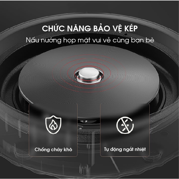 Nồi Lẩu Điện Đa Năng 5L NONOSTYLE Lớp Chống Dính Công suất 1350W nấu mì, lẩu mini - BH 12 tháng chính hãng