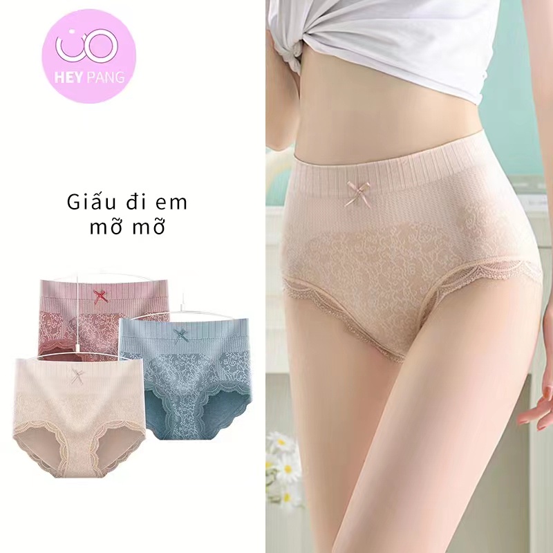 Quần lót tam giác nữ cotton kháng khuẩn cạp cao big size HEYPANG Quần lót nữ phối ren dễ thương VN003