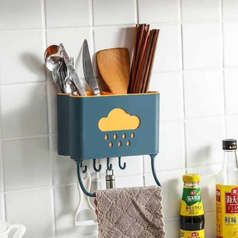 kệ đựng đũa kèm móc treo đa năng tiện ích hình đám mây ( tuyển khách sỉ)