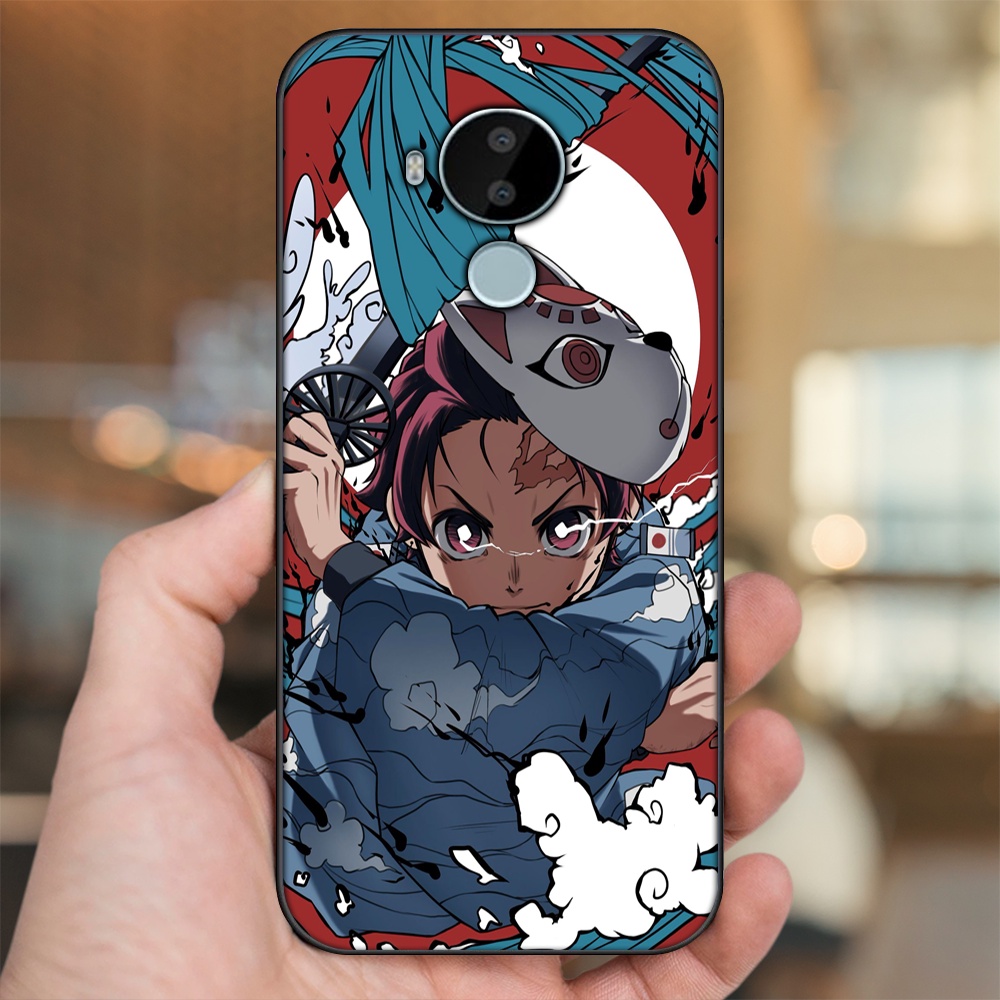 Ốp lưng Nokia C30 viền đen in hình Tanjiro Kimetsu No Yaiba