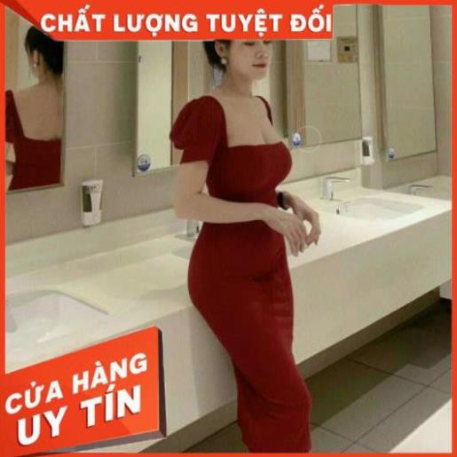 🌈FREESHIP🌈 [Mã WASTUP giảm 10% tối đa 30K đơn 99K] Đầm body cổ vuông dài qua gối cao cấp sang trọng