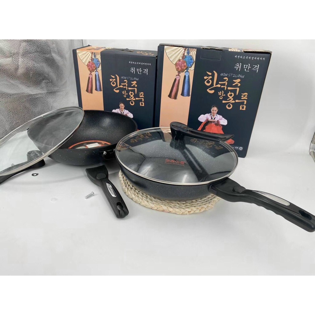 CHẢO ĐÁ CHỐNG DÍNH CÓ LẮP KÍNH KOREA