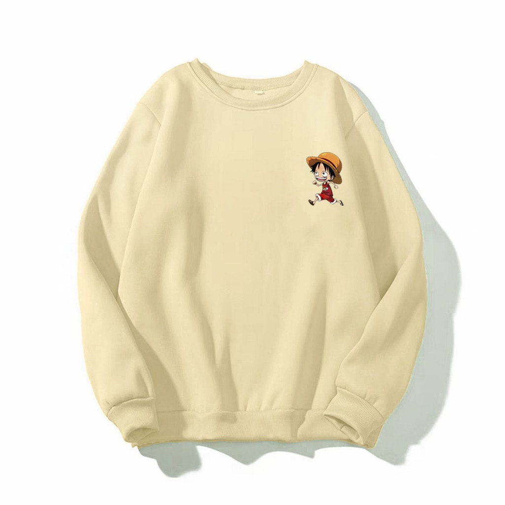 Áo Sweater Nỉ Unisex Form Rộng Nam Nữ Logo Áo Thiết Kế In Hình Nhok One Pice Siêu Dễ Thương