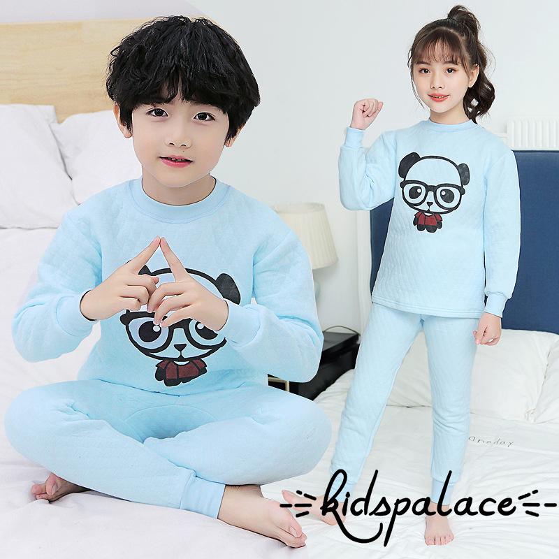 Set Đồ Ngủ Dài Tay Giữ Ấm 100% Cotton In Họa Tiết Hoạt Hình Đáng Yêu Dành Cho Các Bé