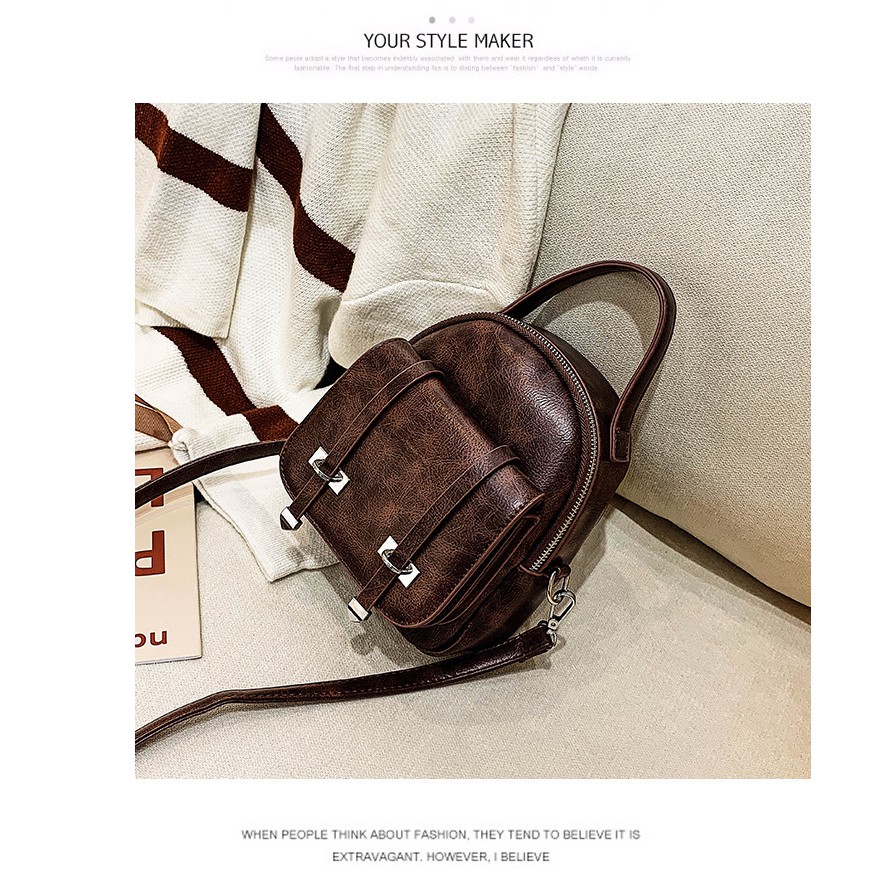 BALO MINI HÀN QUỐC BALO DA THỜI TRANG NỮ vINTAGE XINH XẮN