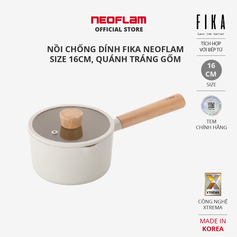 Nồi chống dính Fika Neoflam size 16cm, quánh tráng gốm - EK-FG-M16