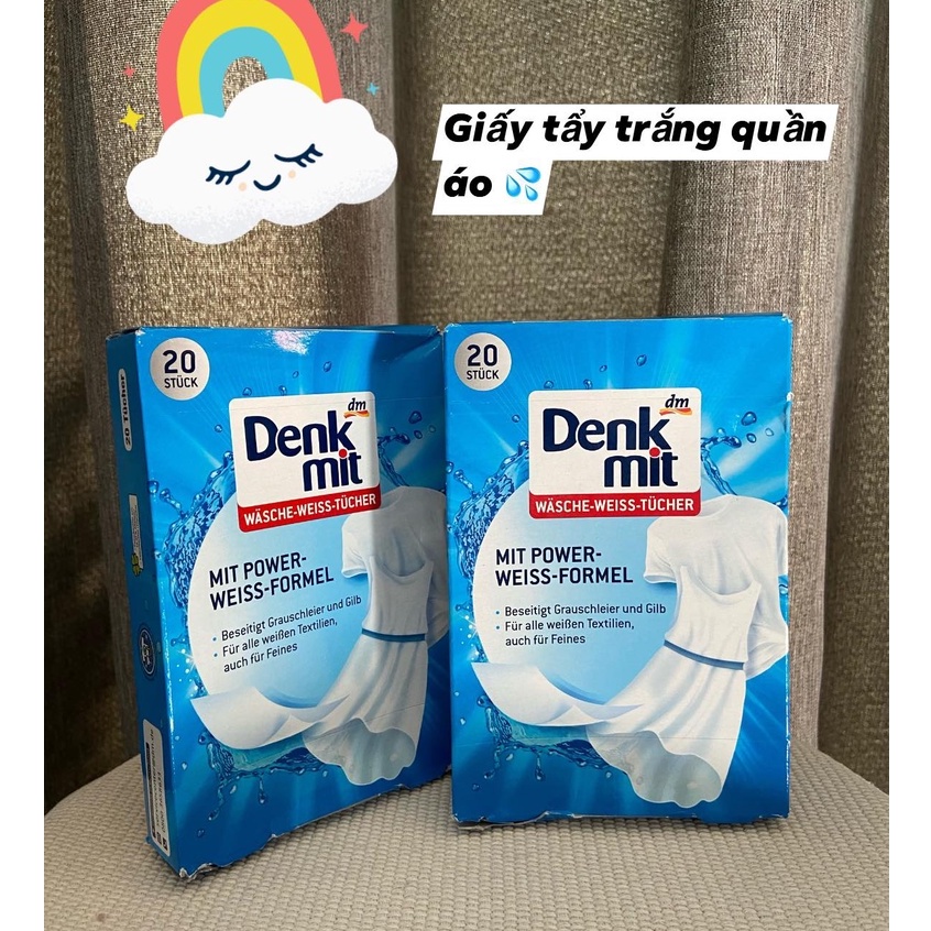 (Hàng Đức) Giấy giặt tẩy trắng quần áo 20 tờ Denkmit của Ðức