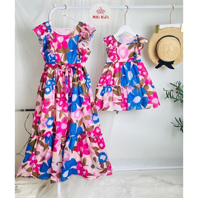 Set đồ đôi mẹ bé voan tơ siêu nhẹ siêu xinh