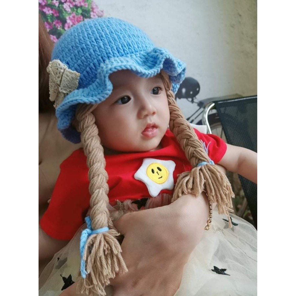 Mũ Có 2 Bím Tóc Cho Bé