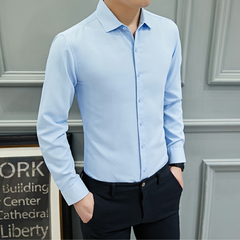 Áo sơ mi nam trơn vải cotton chống nhăn không xù dáng ôm , Sơ mi nam trơn nhiều màu | BigBuy360 - bigbuy360.vn