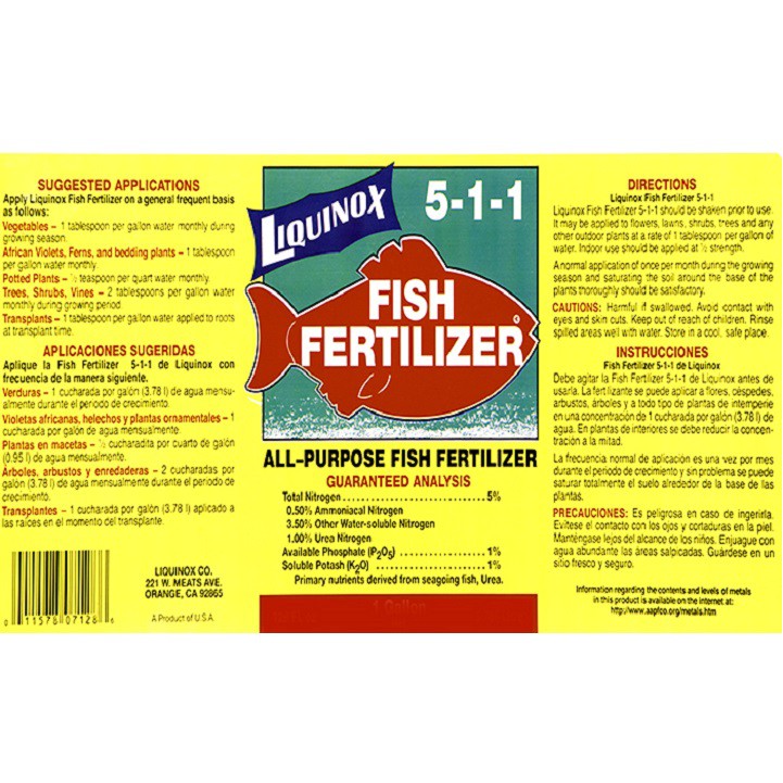 Phân cá hữu cơ Liquinox Fish Fertilizer 5-1-1 chai 946ml nhập khẩu Mỹ
