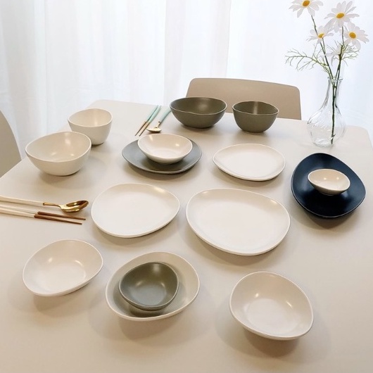 Bộ bát đĩa sứ decor Pebble dành cho 4 người (24P) - Erato - Hàng nhập khẩu Hàn Quốc