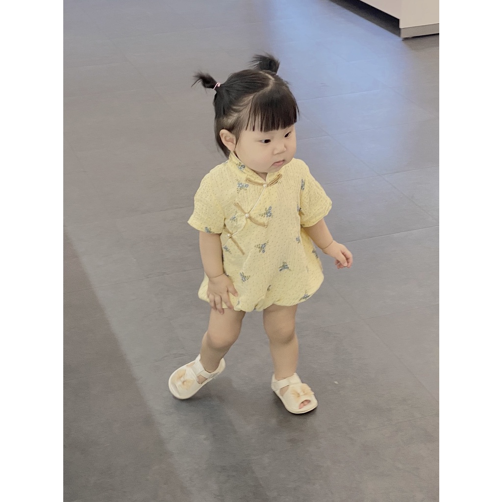 Body bé gái Lunar SODA KIDS thiết kế sườn xám, chất liệu xô muslin mềm, mát