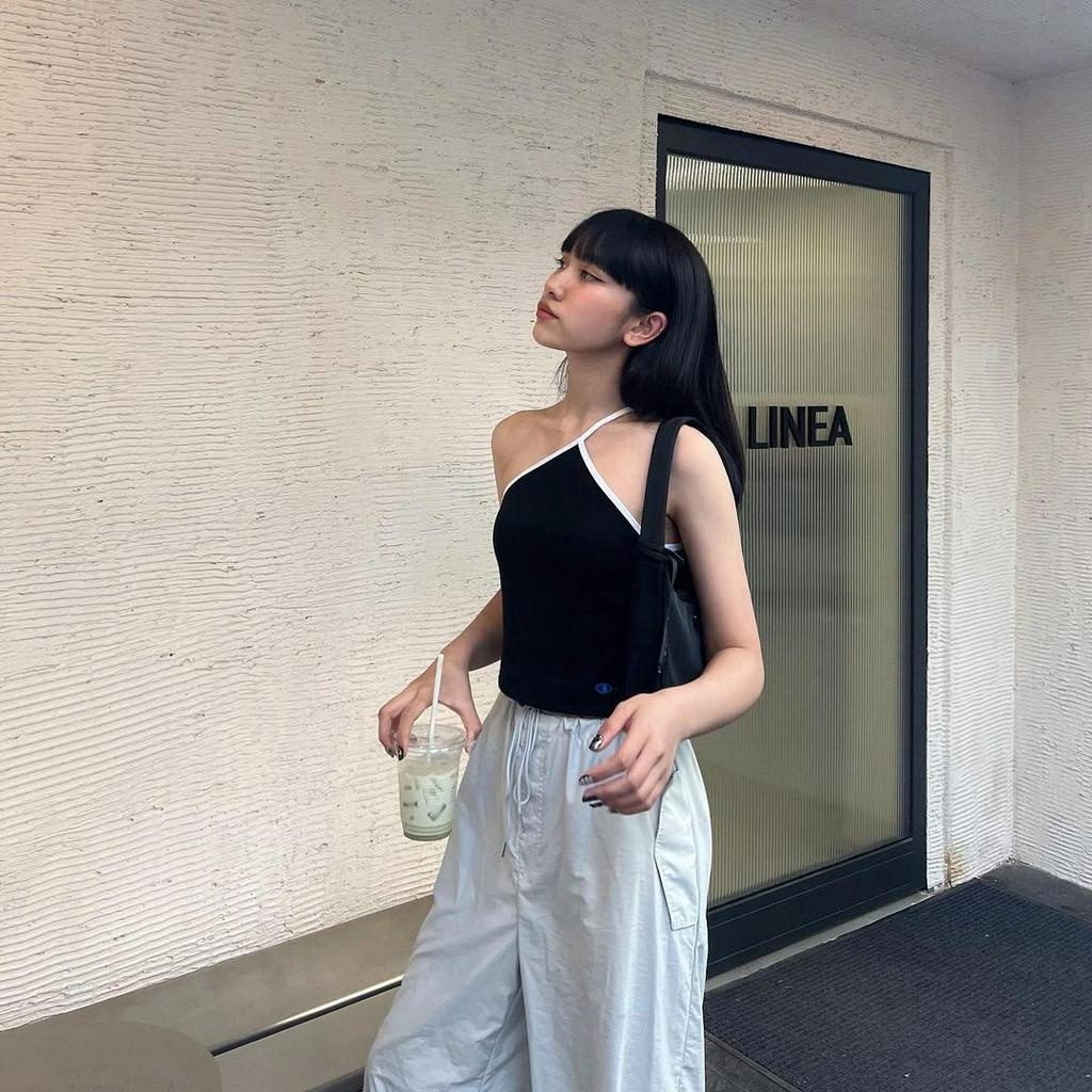 TheBlueTshirt - Áo Một Dây/Áo Kiểu Không Tay Màu Đen - Far From Other Rib Tank - Black