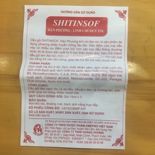 Dầu gội đen tóc Shitinsof Hán Phương Linh Chi (Hộp 3 gói)