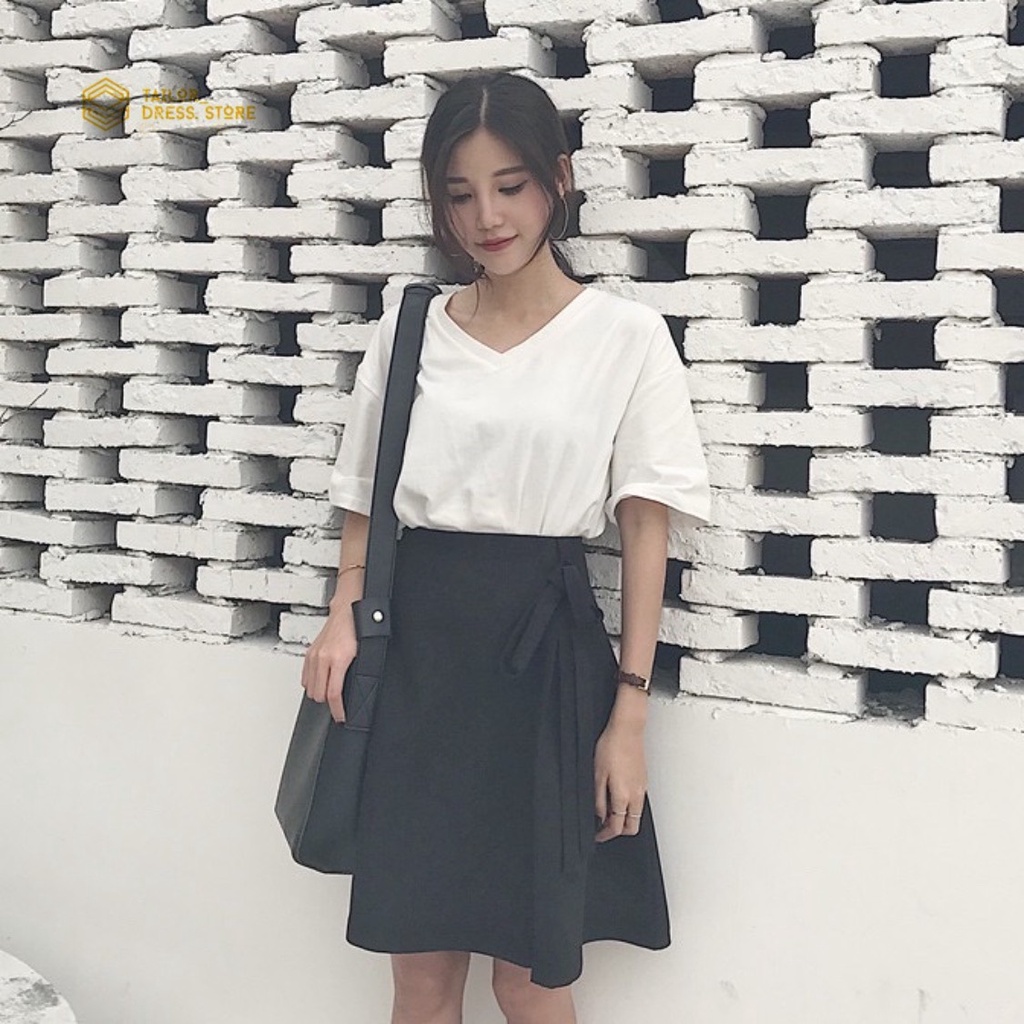 Chân Váy Chữ A Lưng Cao Màu Trơn Đính Nơ Xinh Xắn Kiểu Hàn Quốc CV15 | BigBuy360 - bigbuy360.vn