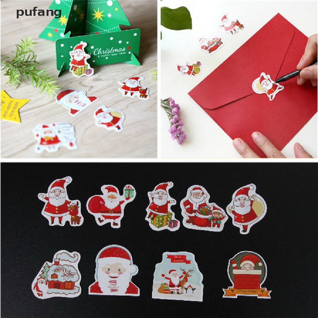 pufang 48pcs / Box Christmas Cake Decor Sticker Scrapbook Diy Diary Photo Album Label Decor .