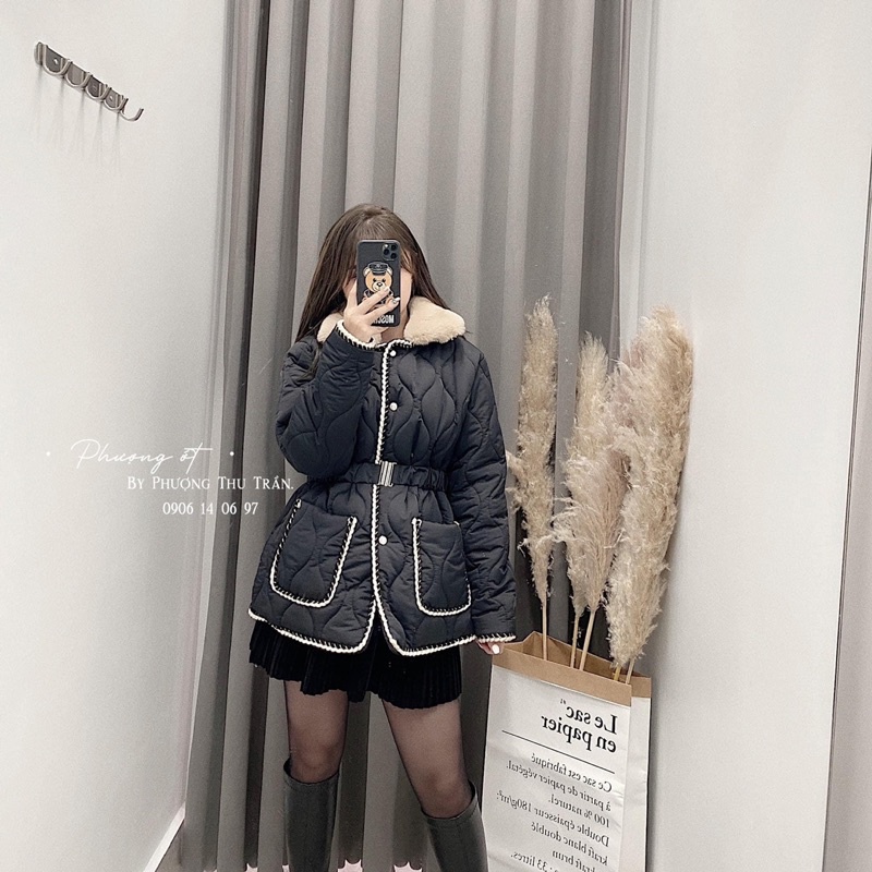 Áo Phao Quảng Châu Cổ Lông Kèm Đai Dáng Dài 3 Màu Siêu Ấm Có Ảnh Thật Kem Video | BigBuy360 - bigbuy360.vn