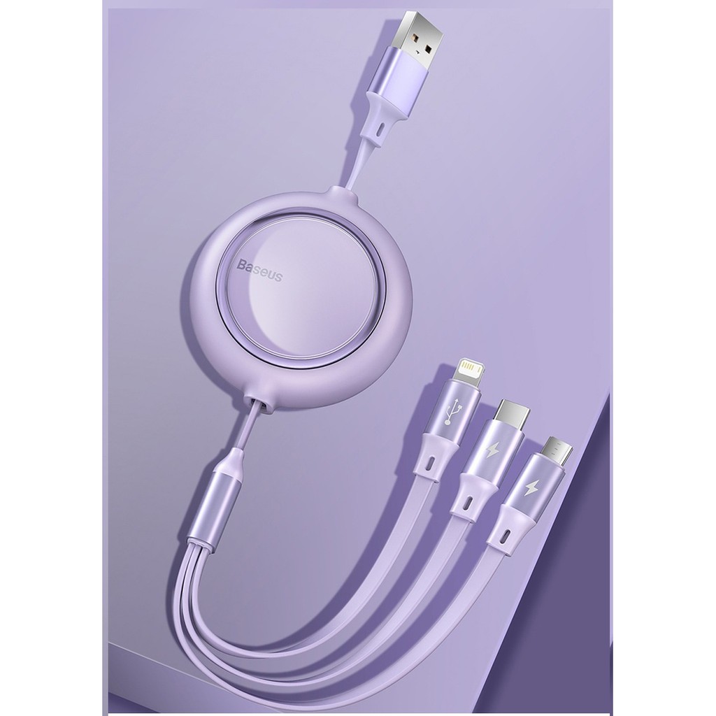 Cáp Sạc Đa Năng Du Lịch Rút Gọn Baseus Little Octopus 3-in-1 (Type C/Micro USB/)-