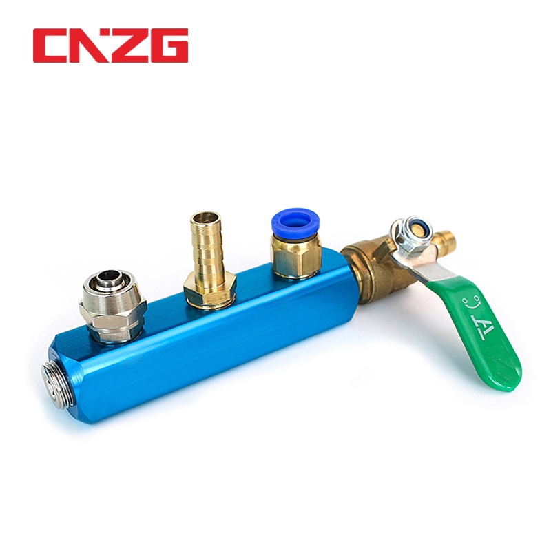 Thanh chia khí nén CNZG cổng ren PT 1/4&quot; 2 3 4 5 6 7 8 9 đầu nối nhanh bằng nhôm