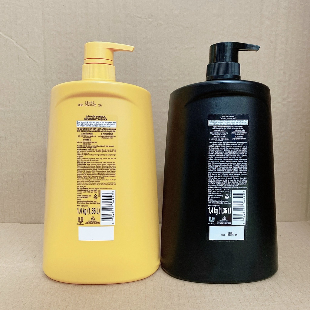 DẦU GỘI SUNSILK chai to 1,4kg có 2 mầu vàng và đen