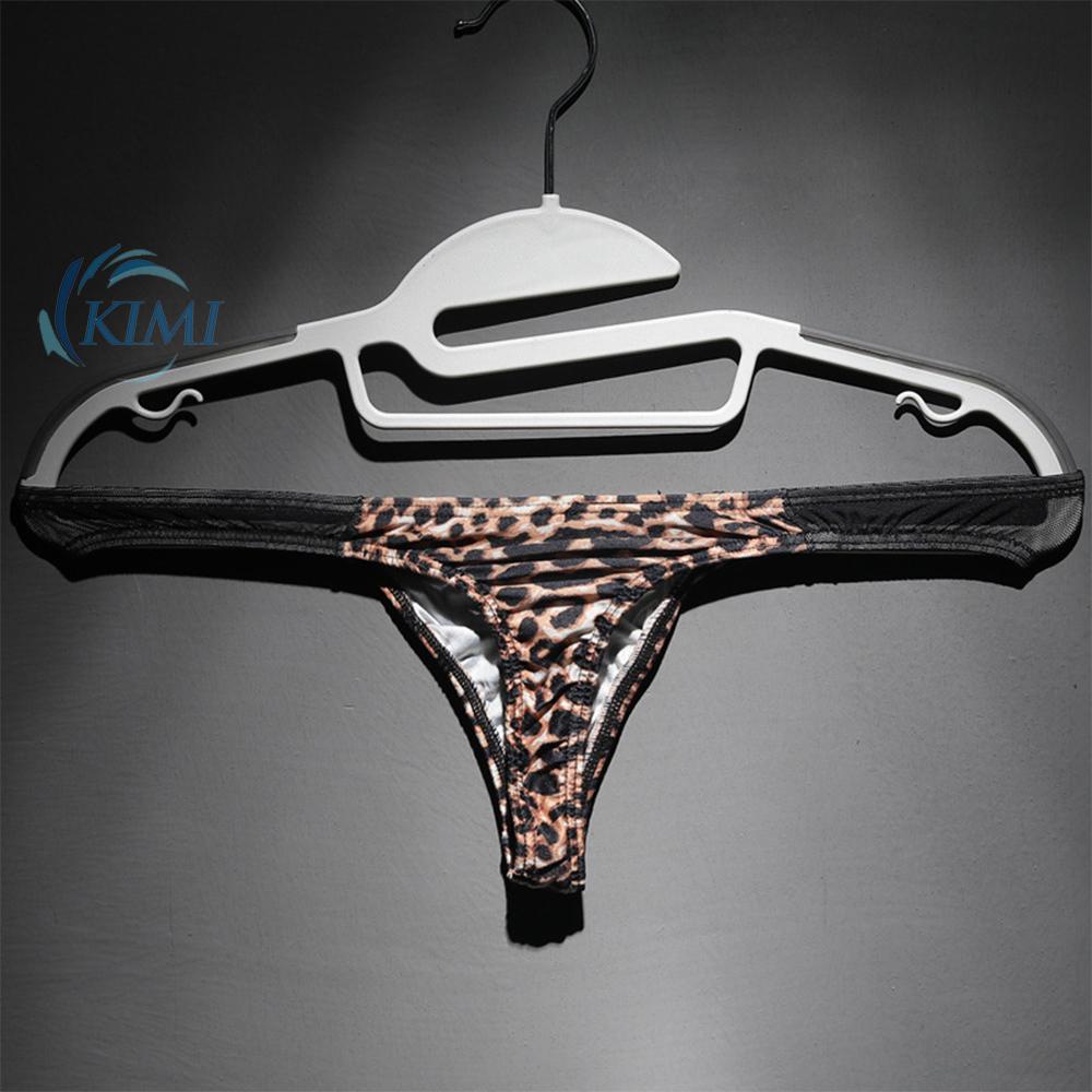 KIMI-Men Sexy Leopard G-String Jockstrap Tangas Thong T-Back Underwear Underpants