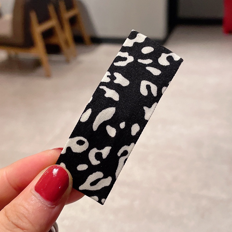 Kẹp tóc vải hình vuông họa tiết da báo phong cách retro thời trang thu đông mới