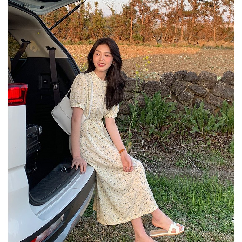 Đầm voan hoa ngắn tay xinh xắn phong cách Hàn Quốc 42660