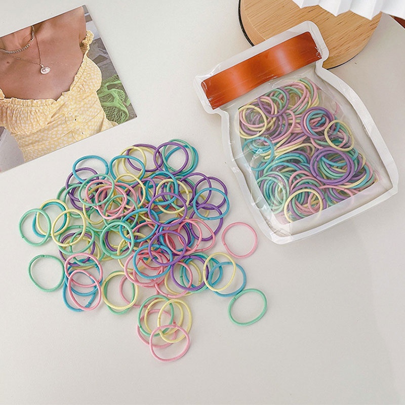 Set 100 Dây Thun Cột Tóc Co Giãn Nhiều Màu Sắc Thời Trang Cho Bé Gái