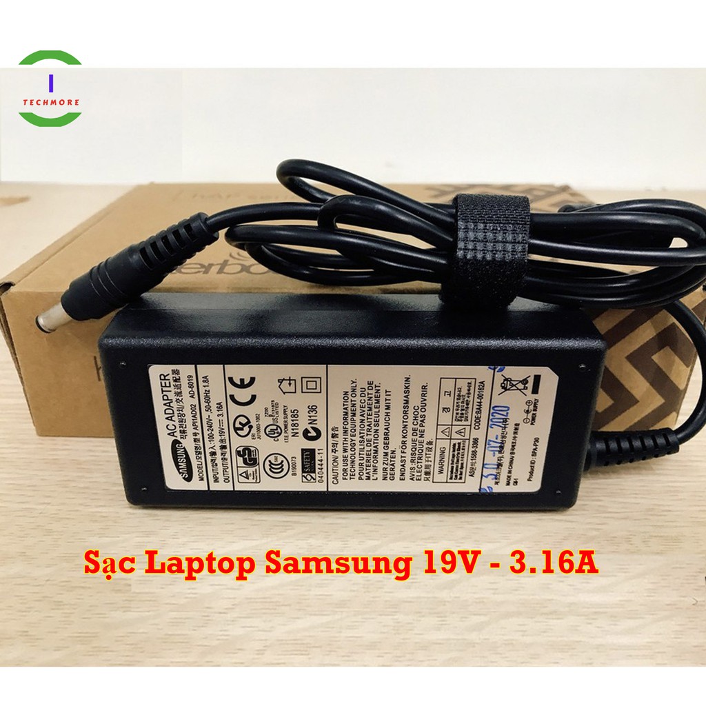 Sạc Laptop Samsung 19V - 3.16A Tặng kèm dây nguồn  🚀FREESHIP🚀 ĐƠN TỪ 50K