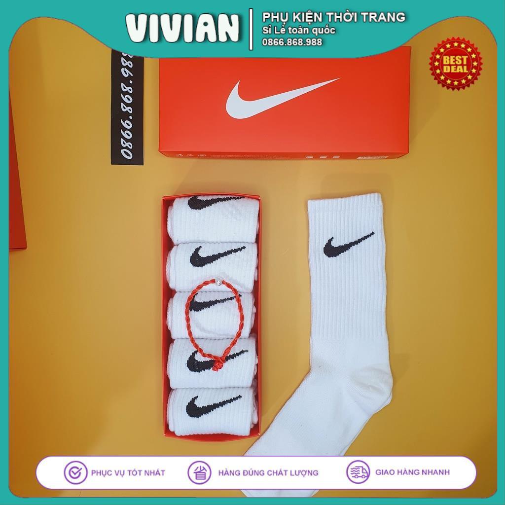 Tất Vớ NIKE CỔ CAO Hộp COMBO 5 đôi dệt kim cao cấp, Chất liệu 95% Cotton, kháng khuẩn, thấm hút mồ hôi cực hiệu quả