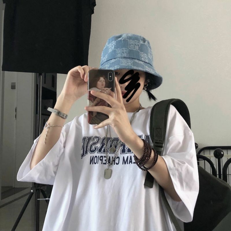 Áo Thun Nữ Tay Lỡ Form Rộng Unisex Màu Trơn In Chữ