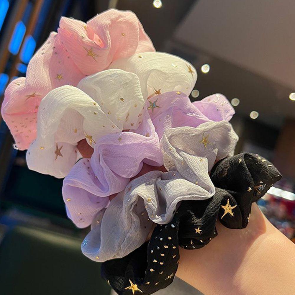 Dây Cột Tóc Cao Su Bọc Vải Chiffon In Hoa Hồng